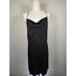 Zara Slinky Slip Dress Floral Chain Strap Cowl‎ Neck Party Cocktail Dress